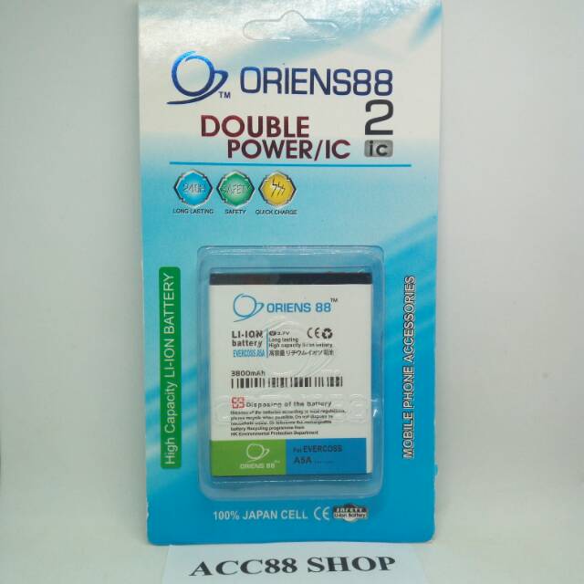 Baterai Batre Battery Double Power  OR88/ORIENS88  Evercoss A5A