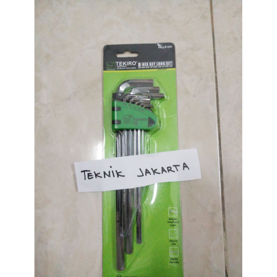Kunci L set Panjang 8 pcs Inci TEKIRO T1