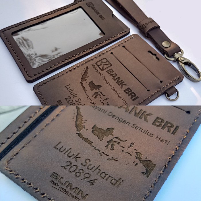id card- id card holder - nametag - id card kulit - custom id card - id card lucu - coklat ch