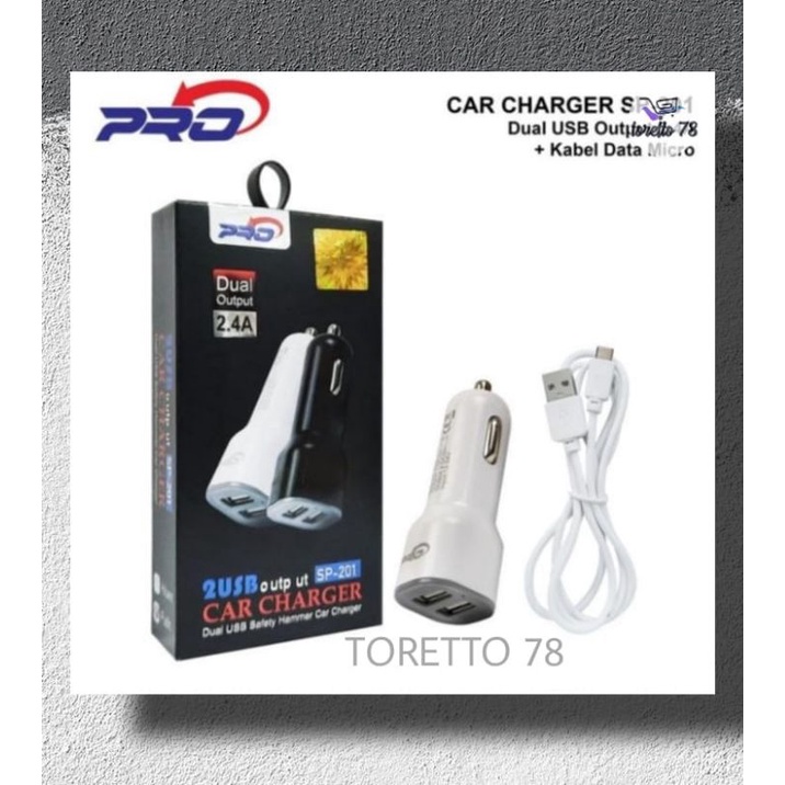 Saver Pro Car Charger Mobil USB Aluminium Metal+Kabel Micro