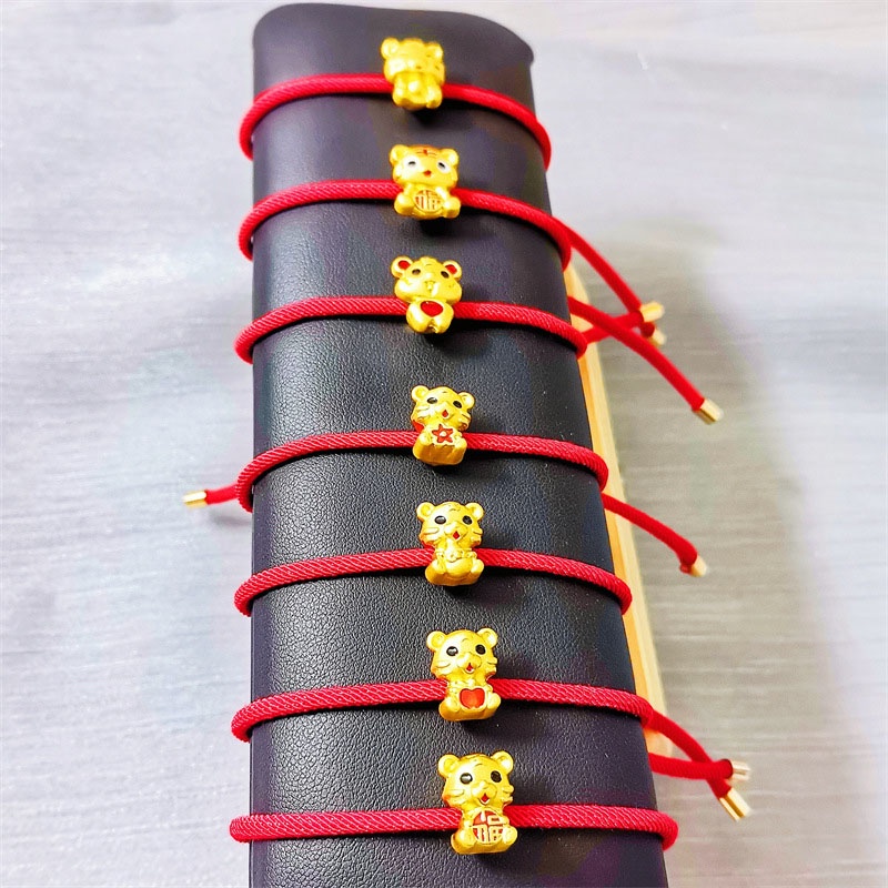 1 Pcs Fashion Korea Gelang Tail Merah Disesuaikan Harimau Zodiak Tahun Baru Bracelet