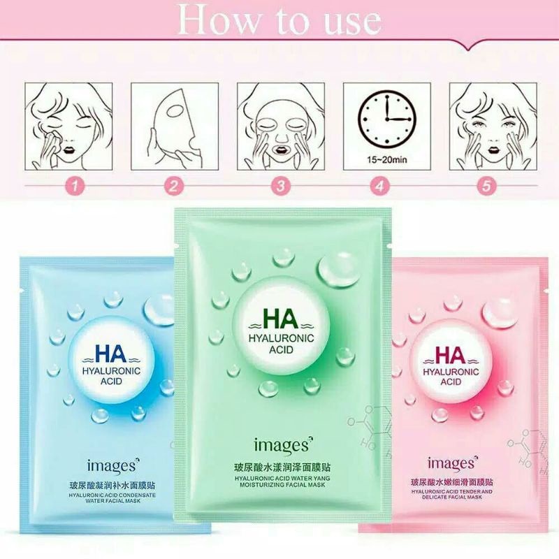 SHINE STAR - IMAGES HA HYALURONIC ACID FACIAL MASK / MASKER WAJAH GLOWING MELEMBABKAN KULIT WAJAH KERING