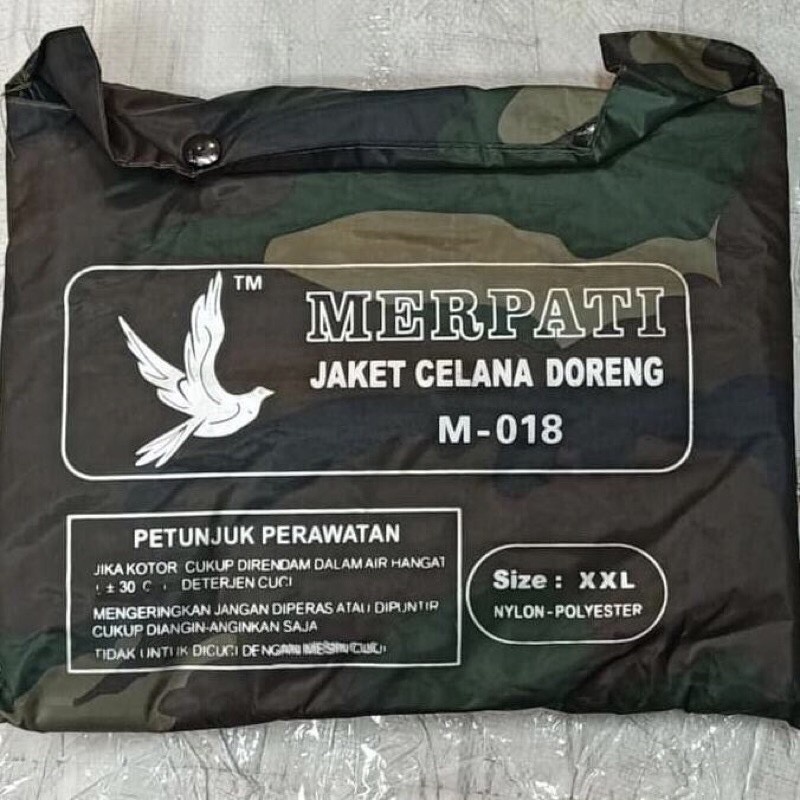 Jas Hujan Setelan Jaket Celana Merpati Doreng M-018/Jas Hujan Bahan 100% Nylon Polyster Tebal(MURAH) CAMO/ARMY/TENTARA