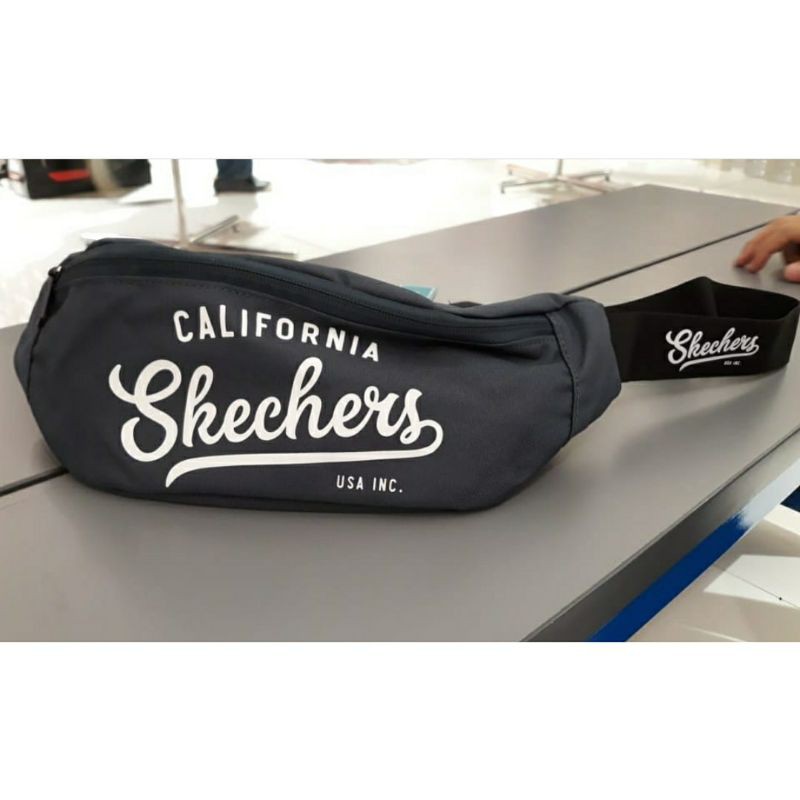 SKECHERS Tas Waistbag Skechers California Navy Grey Waist Bag Skechers Original *TERMURAH SE-SHOPEE*