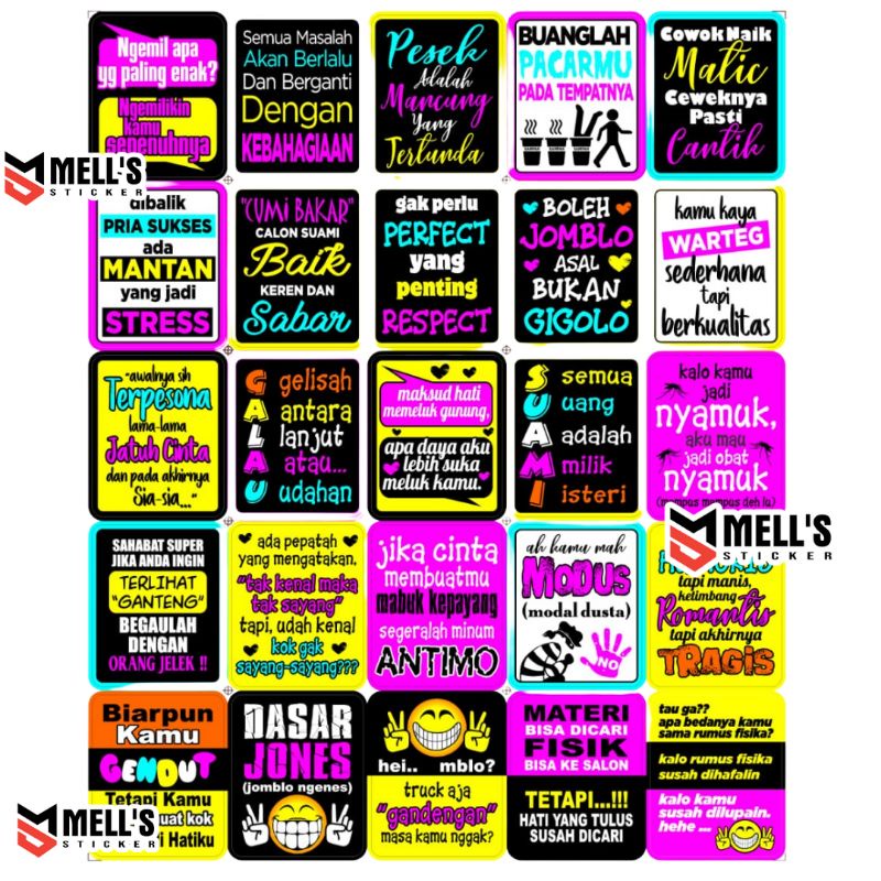stiker sticker kata kata cinta 50 100 lembar stiker motor sticker motor kata kata cation