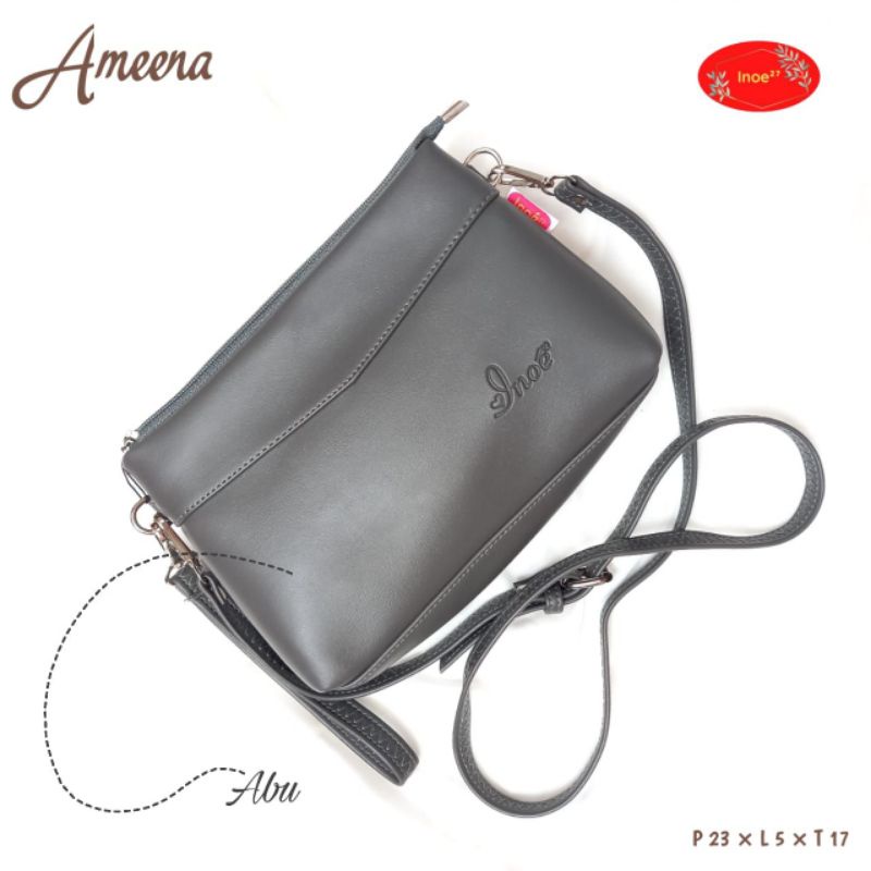 READY TAS AMEENA BAHAN KULIT SINTETIS SNOW  BY INOE || SLINGBAG WANITA