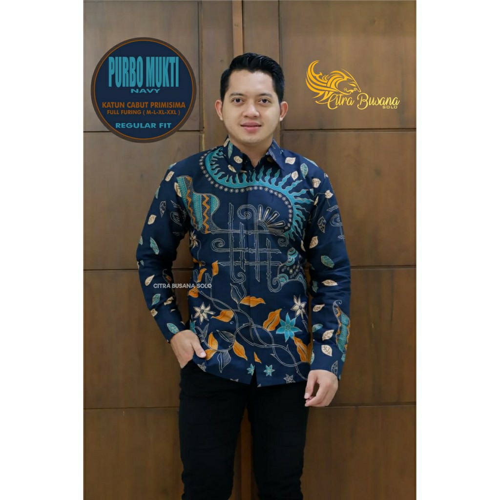 Purbo Mukti Cabut Kemeja Batik Pria Full Furing Bahan Katun Cabut Primisima
