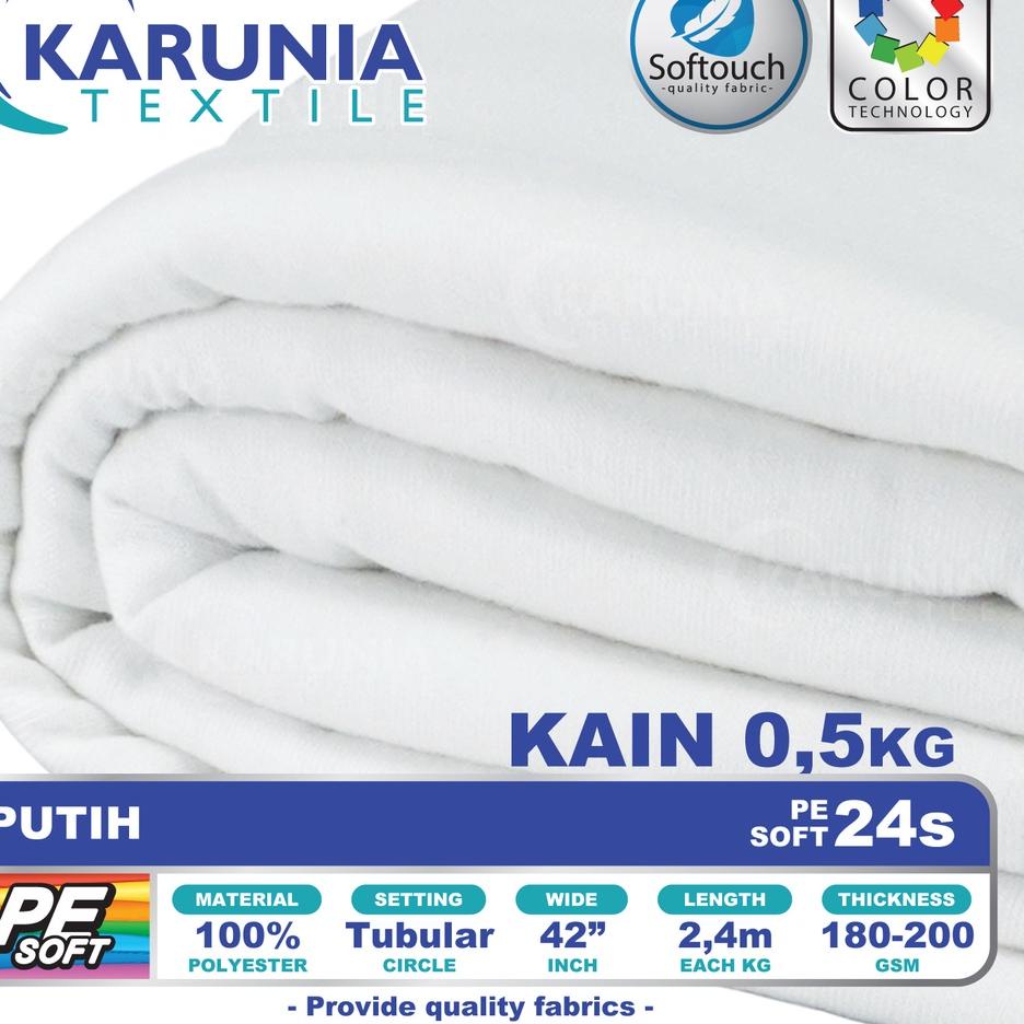 Kain Kaos PE Soft 24s Kiloan | Putih | Karunia Textile