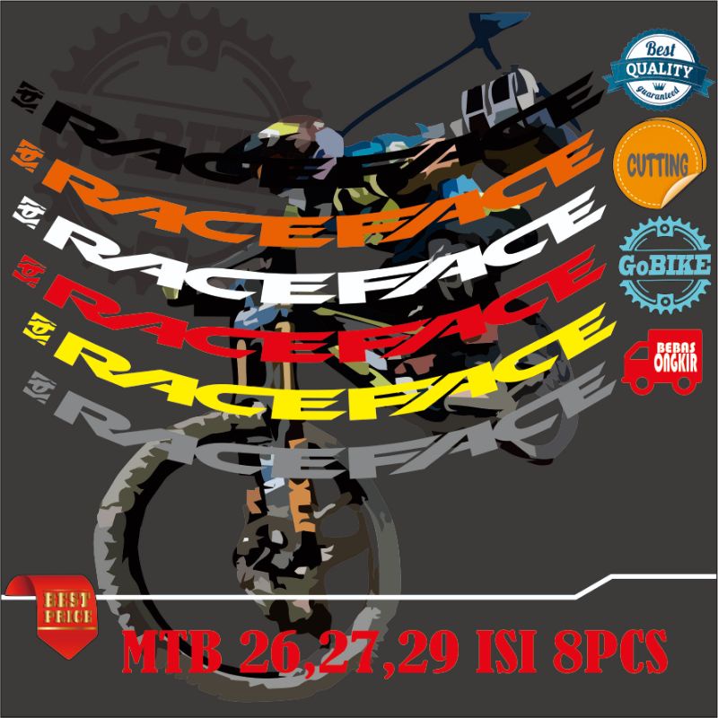 

sticker rims stiker velg RACEFACE mtb 1 set