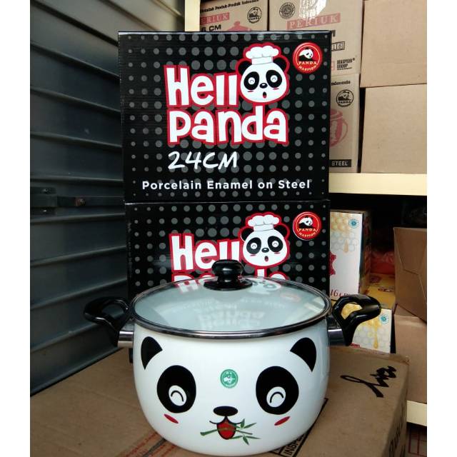 Panci Enamel 24cm Tutup Kaca Panda Maspion