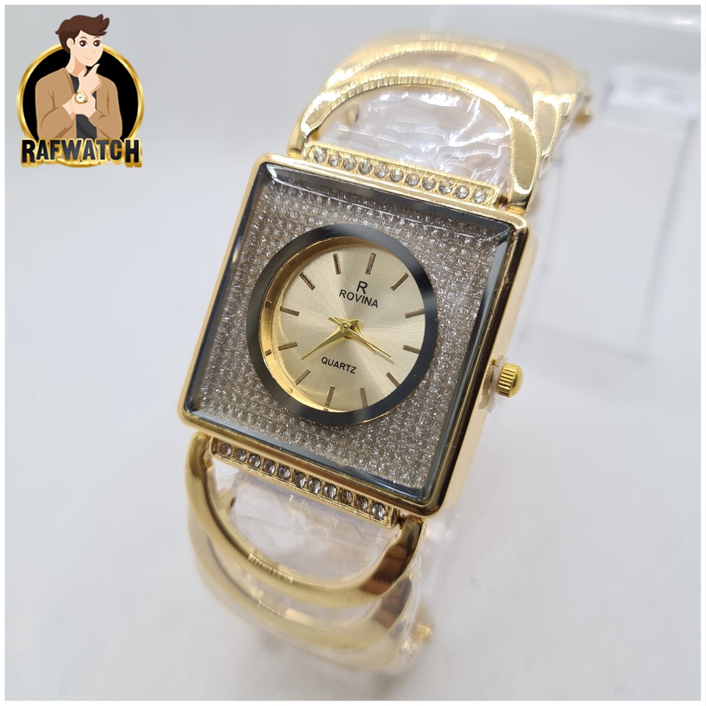 Grosir Jam Tangan Wanita Fashion Rantai Rovina TA01 Rantai Stainless Jam Mewah Formal Permata