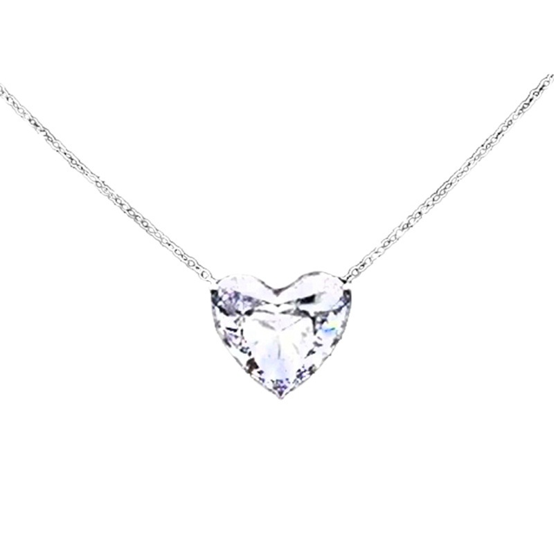 Fancyqube Kalung Liontin Hati Sapphire Putih Bahan 925 Silver Untuk Wanita