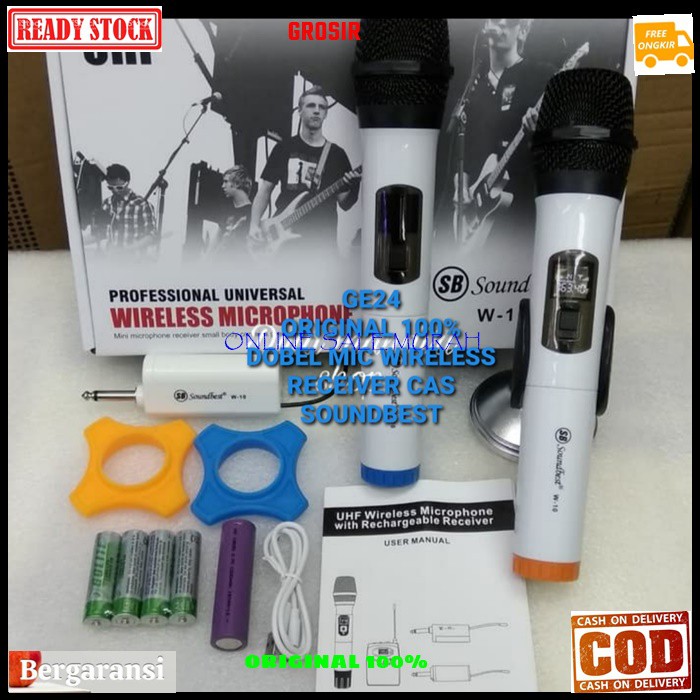 G24 Soundbest dobel mic wireless receiver cas original 100% casan mik microphone mikrophone wireles pro audio sound sistem vokal vocal karaoke profesional panggung asli ori  BISA SEGALA JENIS AUDIO SOUND RECEIVER PAKE BATERAI CAS 18650 BONUS BUSA MIC DAN