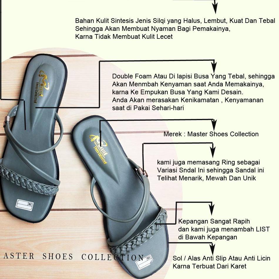 (PROMO H9N91) SANDAL 2022  Sandal Teplek Selop Trendy Casual Tali kepang Wanita Remaja kekinian/Sendal Slop Slip On Tali Terbaru ✺