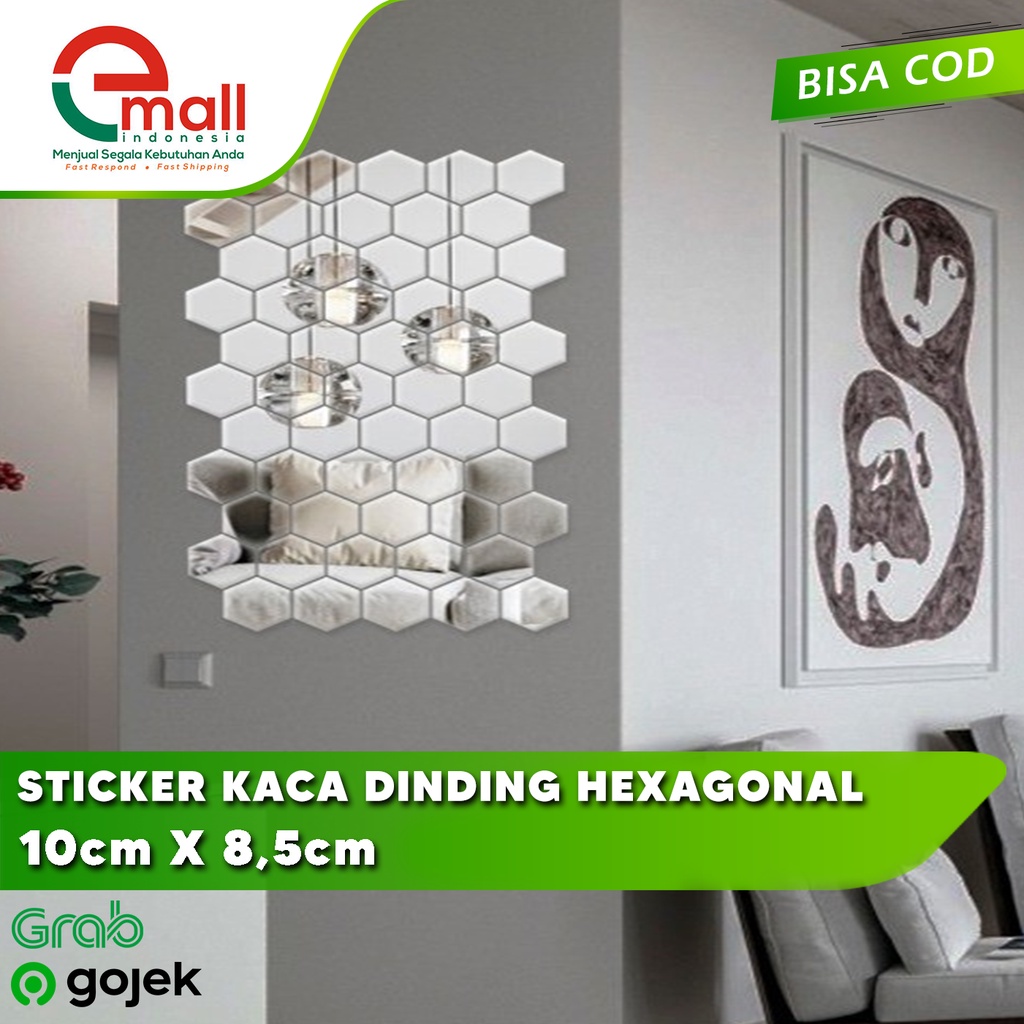 Stiker Kaca Dinding Acrylic HEXAGONAL/Stiker Kaca Bening Kecil Z885