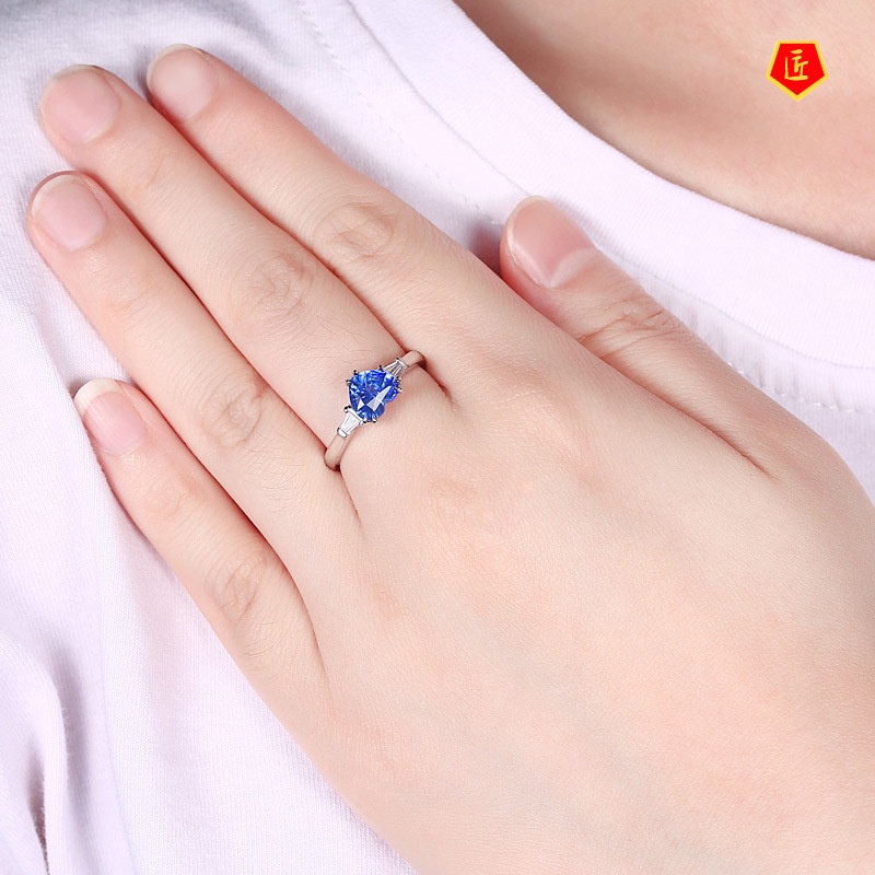 [Ready Stock]Classic Sapphire Heart-Shaped Ring