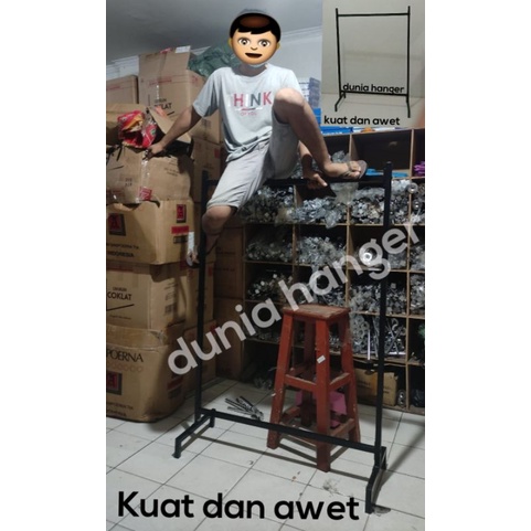 Gawang Baju COATING FULL PIPA KOTAK | Gantungan baju full pipa kotak kuat dan awet