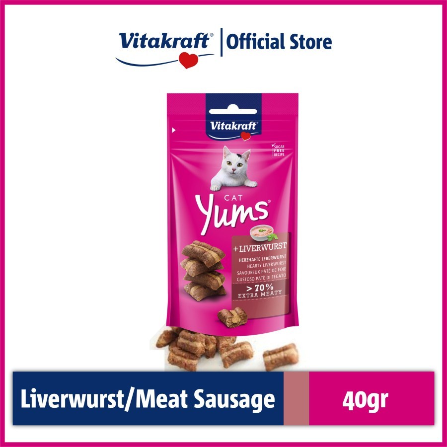 Vitakraft Cat Yums Liver Sausage Makanan Kucing Snack Treats MSC 40gr