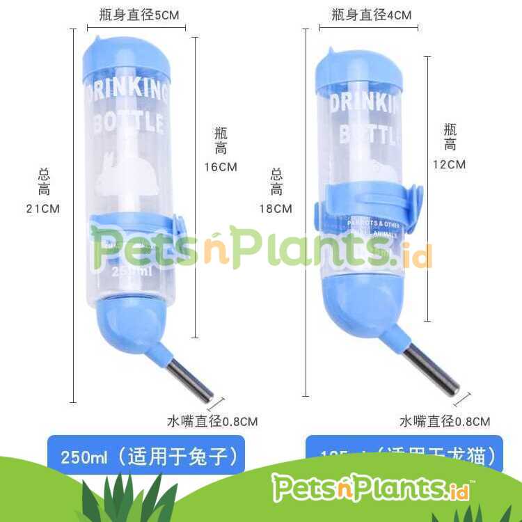 Tempat Minum Botol Plastik Hewan Hamster Kelinci Anjing Kucing DRINKING BOTTLE - Satu Pabrik Dengan NAVO 80 125 250 ML