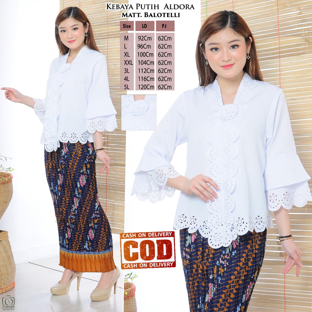 Atasan Kebaya Encim Modern Aneka Warna Broken White | Putih Cerah | Hitam | Kuning | Maroon|Abu|Coklat / Kebaya Wisuda Mewah / Kebaya Akad Nikah Kekinian / Kebaya Moderen Kondangan Jumbo Aldora-2