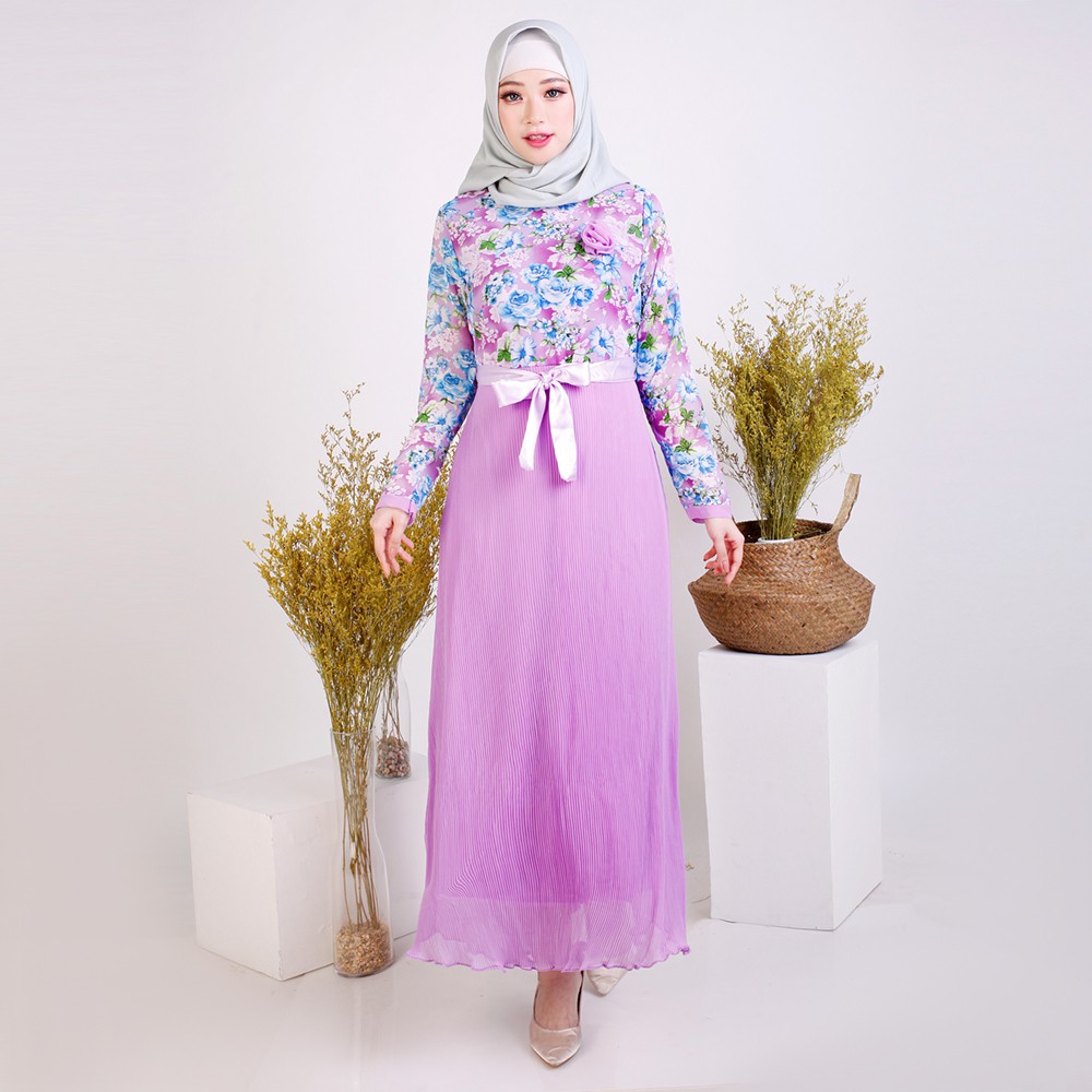 Long Dress gamis Lengan Panjang Sifon Muslimah Model terbaru - XSHOP Karima