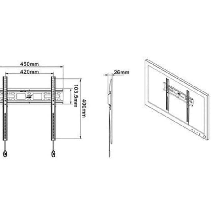 BRACKET TV BRAKET TV BREKET TV NB  SLIM IMPORT FOR 40 42 43 50 55 58 INCH