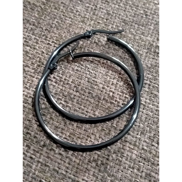 Anting titanium bulat besar model Hoop/ Punk 1. 2.3.4.5.6.7 cm Asli-6