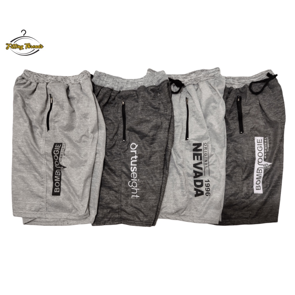 Celana Pendek Pria / Celana Harian Cowok Pinggang Rib / Celana Santai Polos Bahan Kaos / Celana Hawai