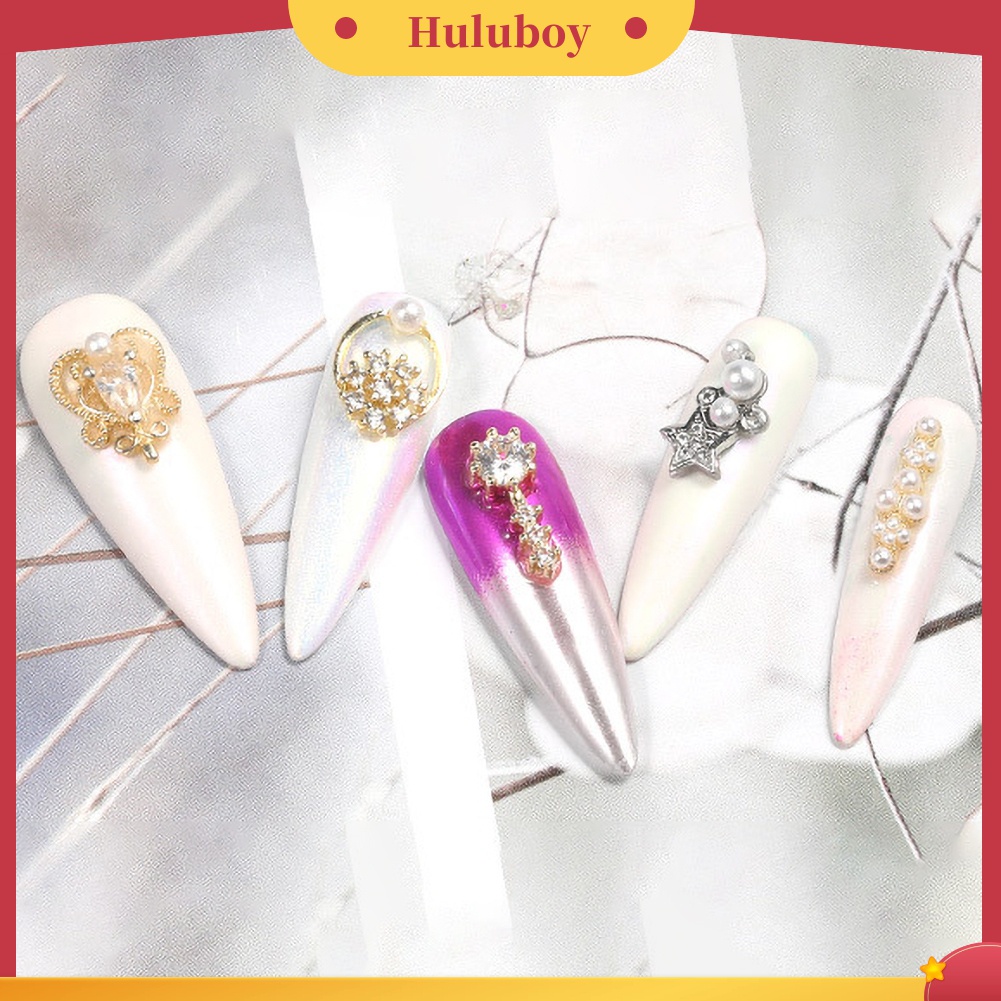 Huluboy Huluboy♡ 2pcs Perhiasan Kuku Cubic Zirconia Mewah Untuk Dekorasi Manicure