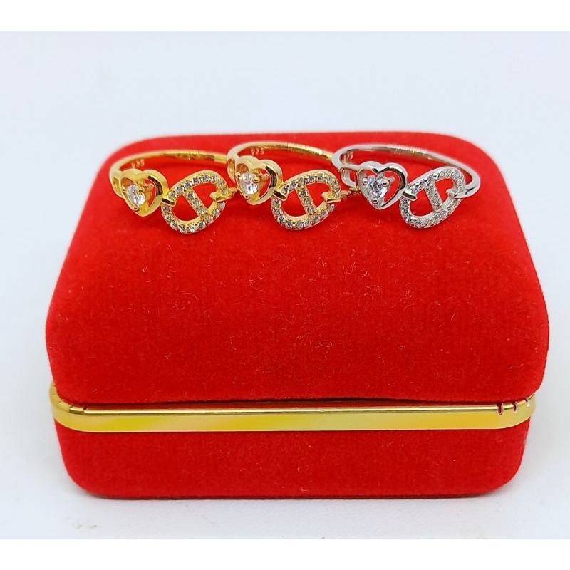 CINCIN PERAK 925 LAPIS EMAS/CINCIN LOVE MATA PUTIH CART*R/CINCIN ASLI SILVER/CINCIN FASHION WANITA