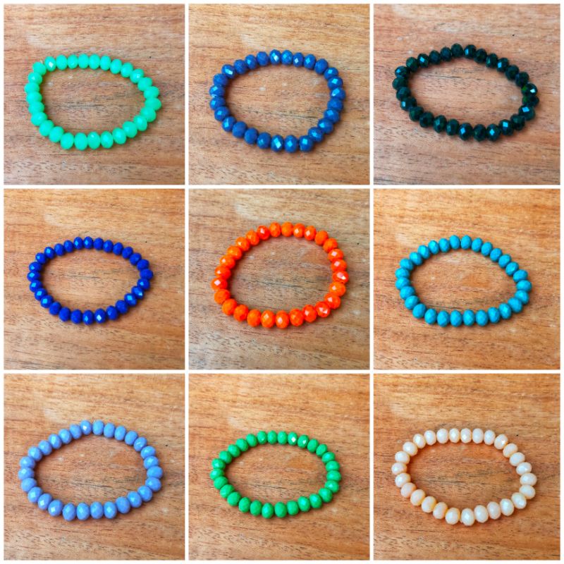 Gelang kristal doff ceko tali elastis / gelang wanita kristal ceko