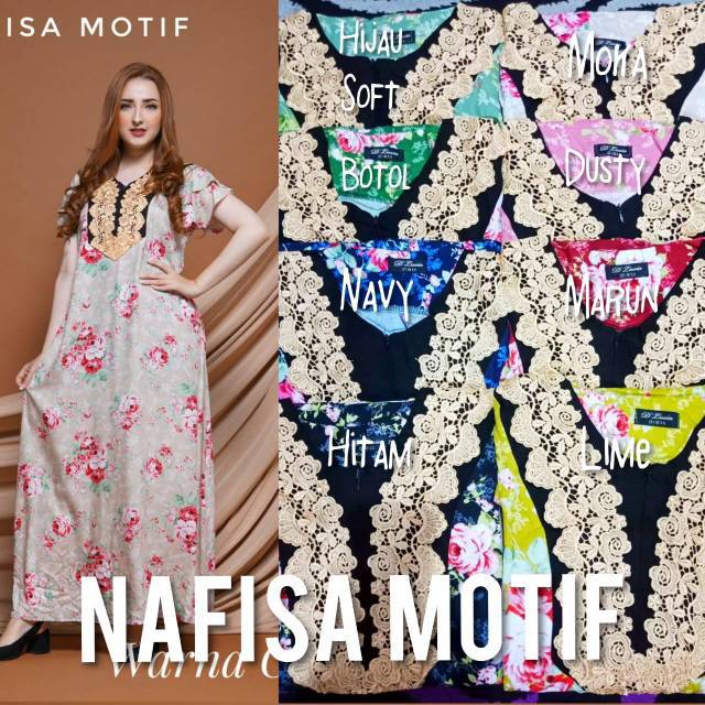 Daster arab DLUSIA NAFISA House Dress Rayon motif Renda import