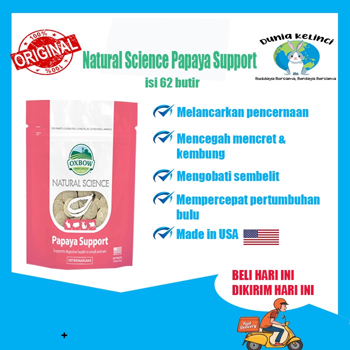 VITAMIN KELINCI OXBOW NATURAL SCIENCE PAPAYA SUPPORT FRESH PACK  GUINEA PIG HAMSTER