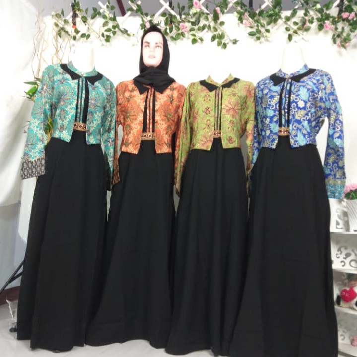 GAMIS batik BLEZER  black series busana muslimah syari busui kondangan walimah shabby ootd