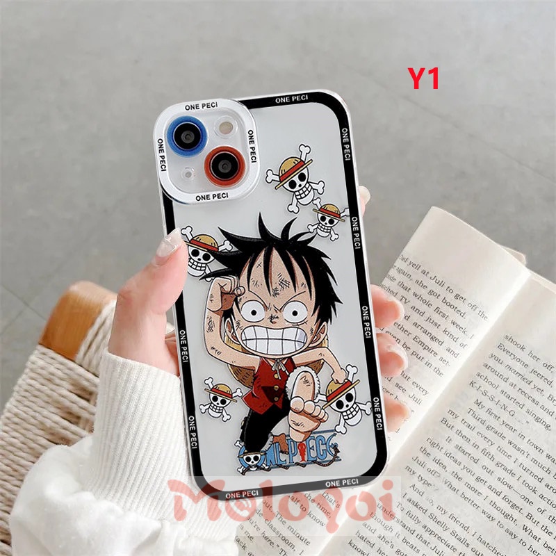 Soft Case TPU Transparan Motif Kartun Luffy One Piece Untuk iPhone 7 8 Plus 11 XR 12 13 11 Pro MAX 6 6S Plus X XS MAX SE 2020