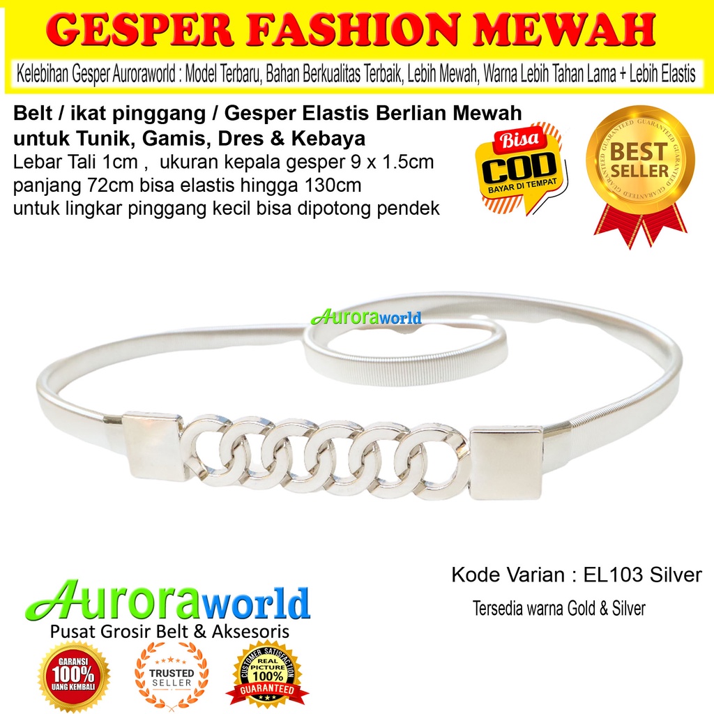 Auroraworld belt elastis gesper wanita elastis ikat pinggang wanita Fashion cewek terbaru bisa COD