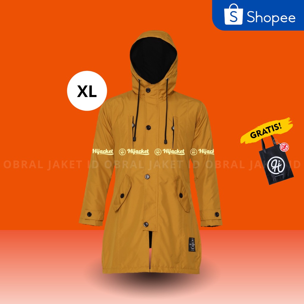 Jaket Parasut Wanita Waterproof Hijacket Ixora Goldenrod Size L XL XXL Hoodie Muslimah Premium-XL