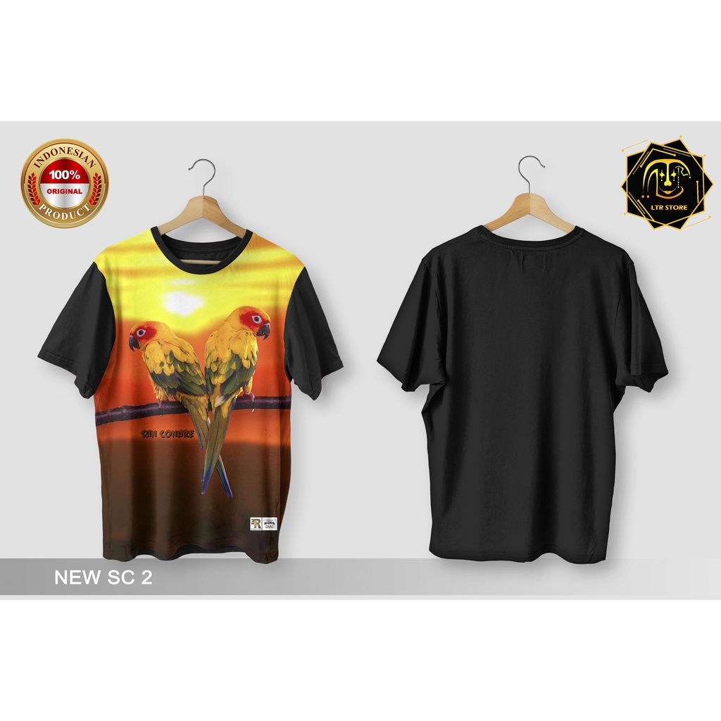 [ BAYAR DI TEMPAT ] BAJU PRINTING GAMBAR BURUNG SUN CONURE NEW SC 2 - KAOS DISTRO ORIGINAL MOTIF HEW