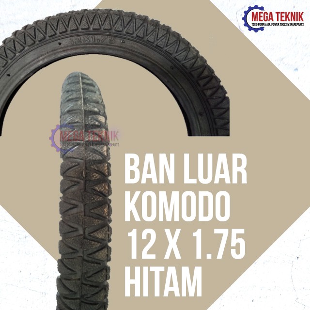 Ban Luar Sepeda Komodo Ukuran 12 x 1.75 Hitam