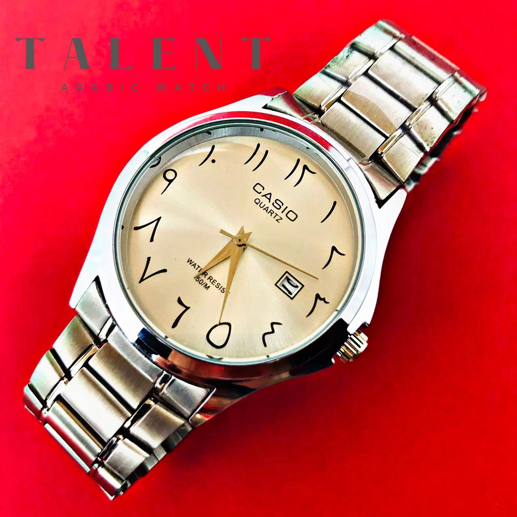 Jam Tangan Pria Rantai CASIO Analog Jam Tangan Arab -  Silver