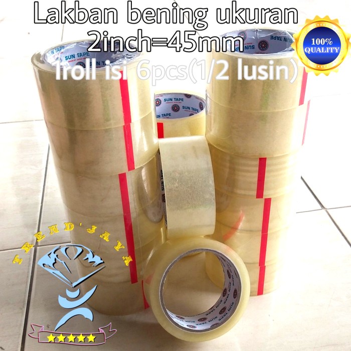 

Cantik Lakban Bening Ukuran 2Inch=45Mm/Lakban Solatip(1Roll Isi 6Pcs/12Pcs) Limited