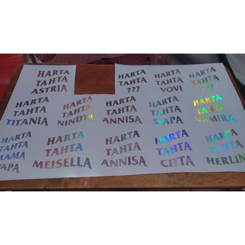 

Harta Tahta Nama bebas Hologram Cutting sticker Custom