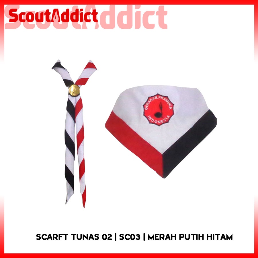 Scarf Pramuka Tunas (Merah Putih Hitam) Kode SC03