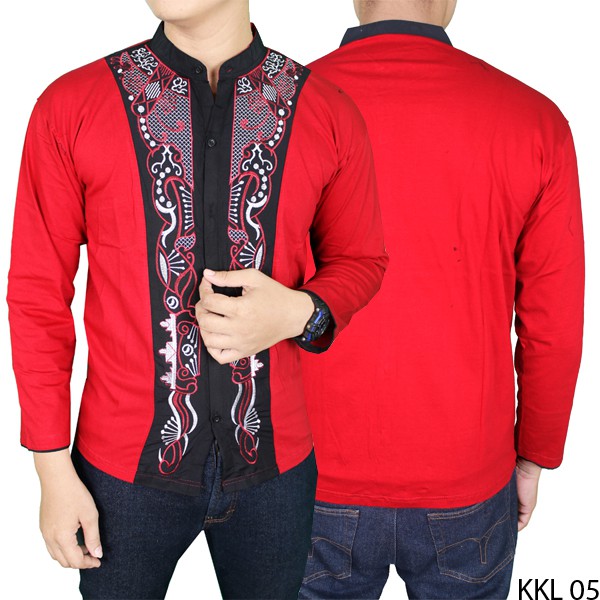 Baju Koko Pria Muslim Lengan Panjang Katun