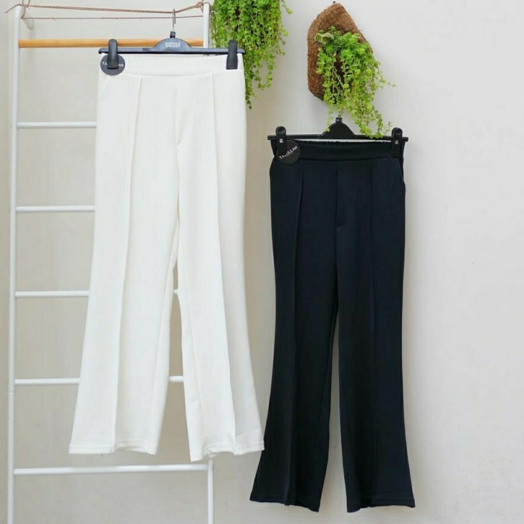 Casual Pants Scuba Wanita / Kulot Scuba Garis Depan