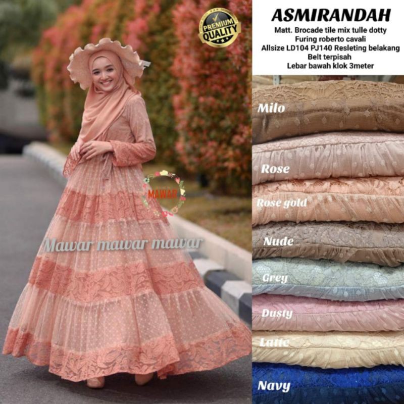BEST SELLER ASMIRANDAH NADHIRA GOWN TILLE BROKAT GAUN PESTA GARANSI TERMURAH DRESS GAMIS
