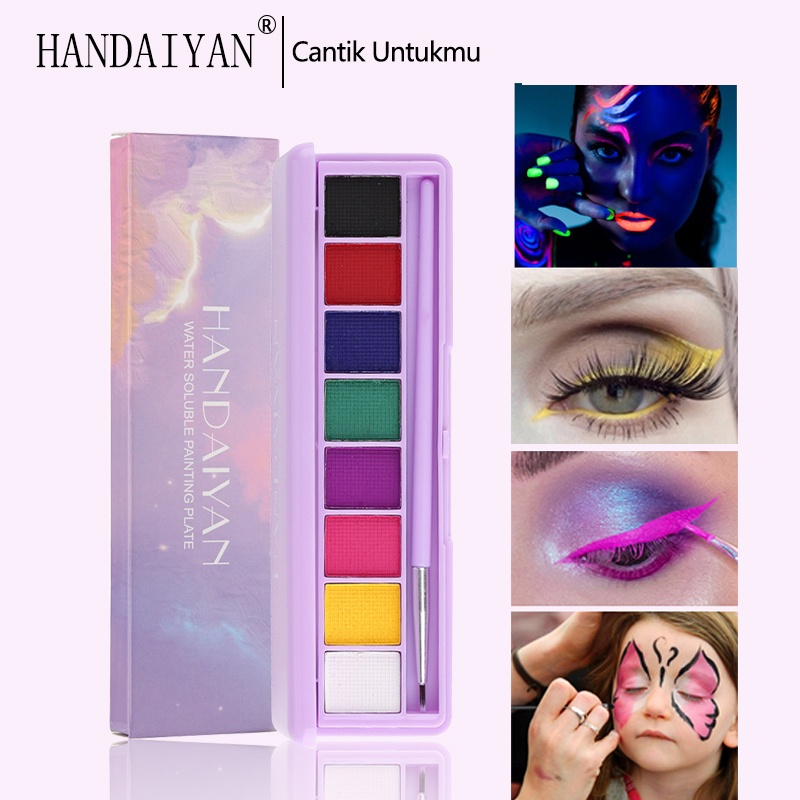 HANDAIYAN Face Body Art Paint Eyeliner Eyeshadow 8 Colors UV Fluorescent Glowing Halloween Party Fancy Dress Beauty Makeup Tool