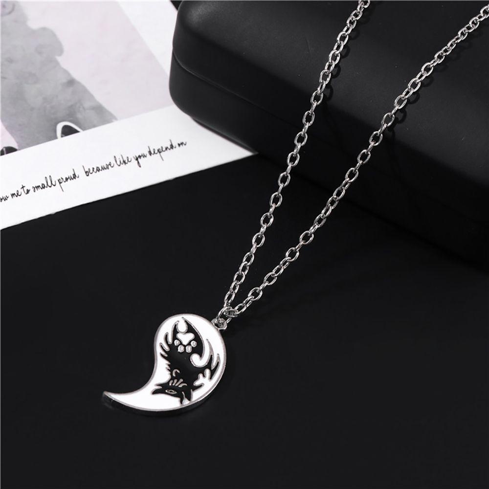 Agustinina Couple Necklace Trendy 2Pcs/set Unisex Wanita Pecinta Persahabatan Kalung Pria Untuk Sahabat Gaya Cina Gosip Naga Liontin