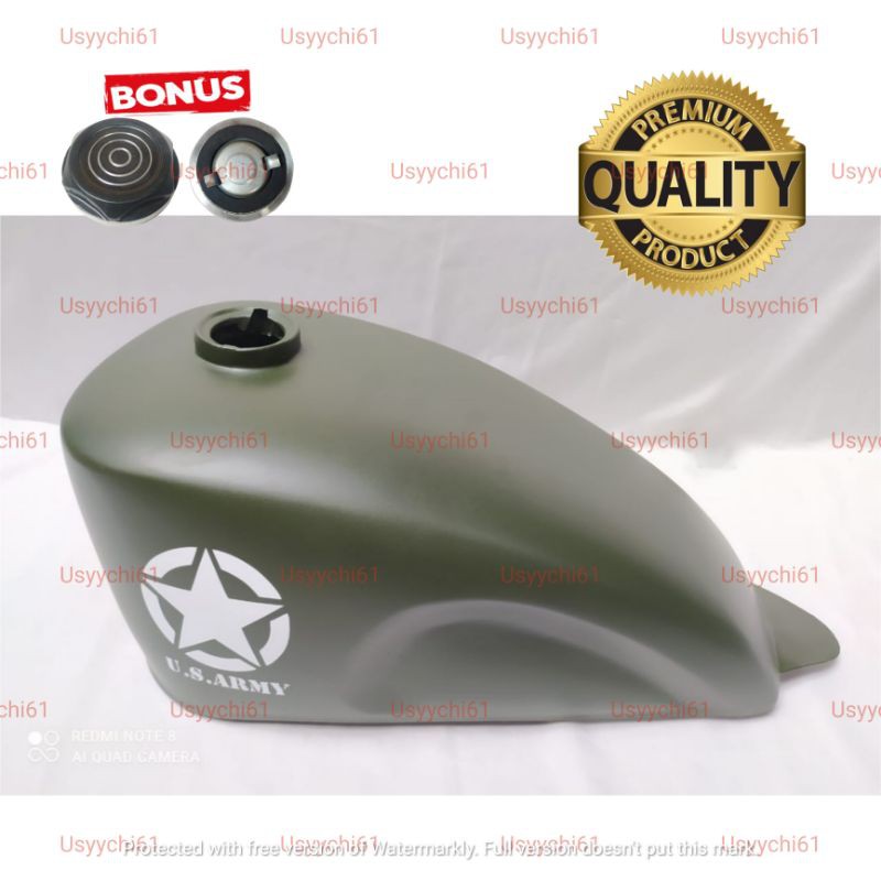 Tangki Cat Sportster Harley Chopper Japstyle Bobber Custom Hijau Us Army