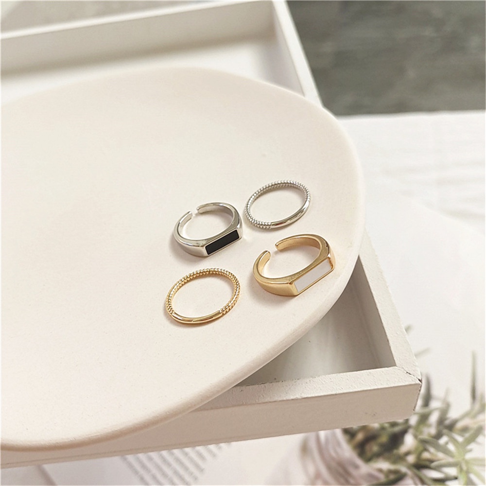 2pcs / set Cincin Jari Telunjuk Desain Simple Gaya Retro Untuk Wanita